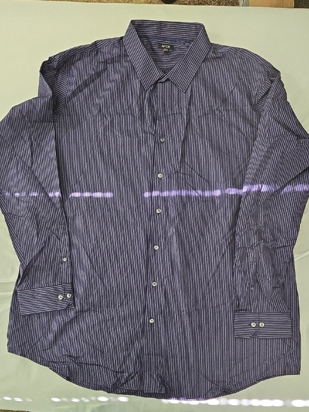 Apt. 9 Men's Navy and Purple Striped Dress Shirt